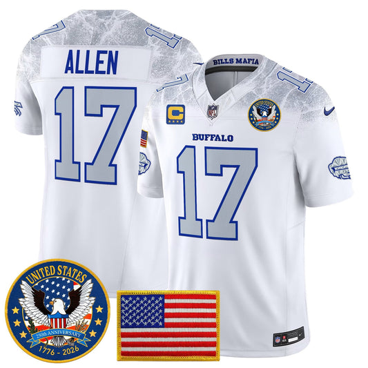 Men's Buffalo Bills "United States 250th Anniversary Patch" Vapor Limited Jersey - All Stitched