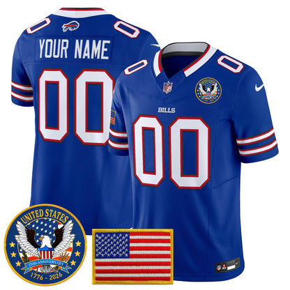 Buffalo Bills "United States 250th Anniversary Patch" Vapor Limited Custom Jersey - All Stitched
