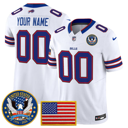 Buffalo Bills "United States 250th Anniversary Patch" Vapor Limited Custom Jersey - All Stitched