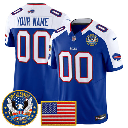Buffalo Bills "United States 250th Anniversary Patch" Vapor Limited Custom Jersey - All Stitched