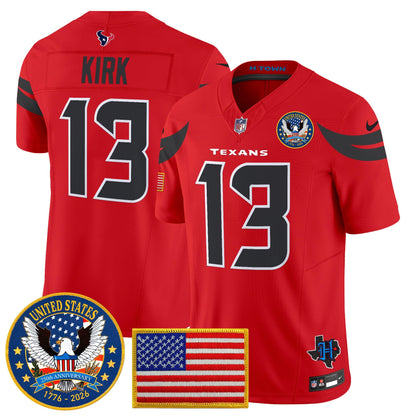 Men's Houston Texans "United States 250th Anniversary Patch" Vapor Limited Jersey - All Stitched