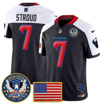Men's Houston Texans "United States 250th Anniversary Patch" Vapor Limited Jersey - All Stitched
