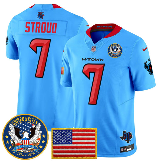 Men's Houston Texans "United States 250th Anniversary Patch" Vapor Limited Jersey - All Stitched