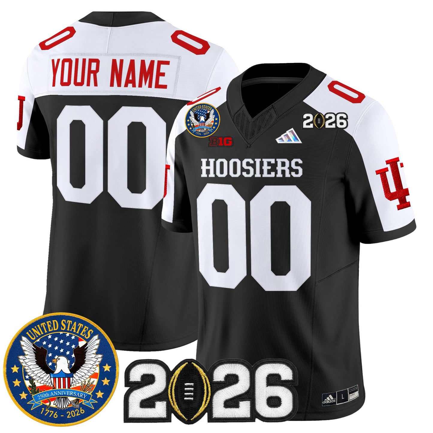 Indiana Hoosiers "United States 250th Anniversary Patch" Vapor Limited Custom Jersey - All Stitched