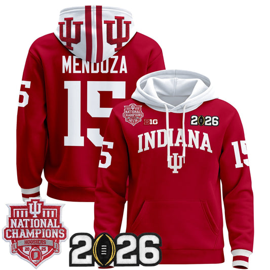 Men's Indiana Hoosiers 2025 National Champions & 2026 CFP Final Patch Premium Pullover Hoodie - All Stitched
