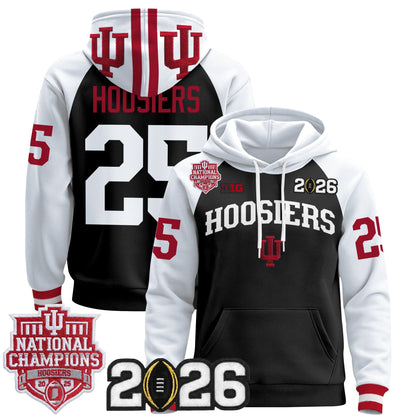 Men's Indiana Hoosiers 2025 National Champions & 2026 CFP Final Patch Premium Pullover Hoodie - All Stitched