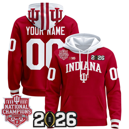 Indiana Hoosiers 2025 National Champions & 2026 CFP Final Patch Premium Custom Pullover Hoodie - All Stitched