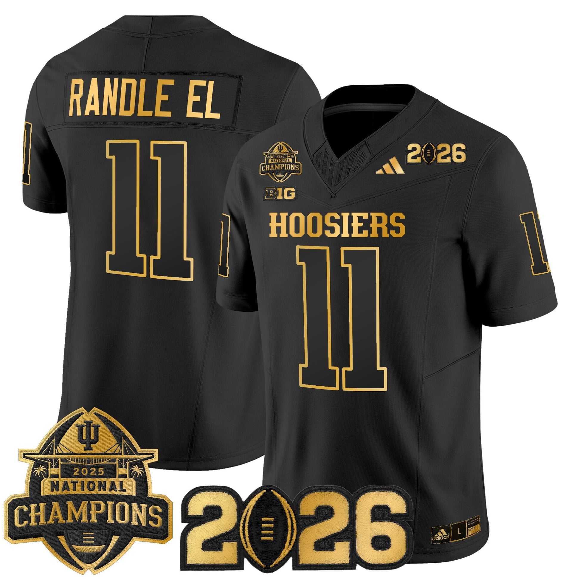 Men's Indiana Hoosiers 2025 National Champions & 2026 CFP Final Patch Gold Vapor Limited Jersey - All Stitched