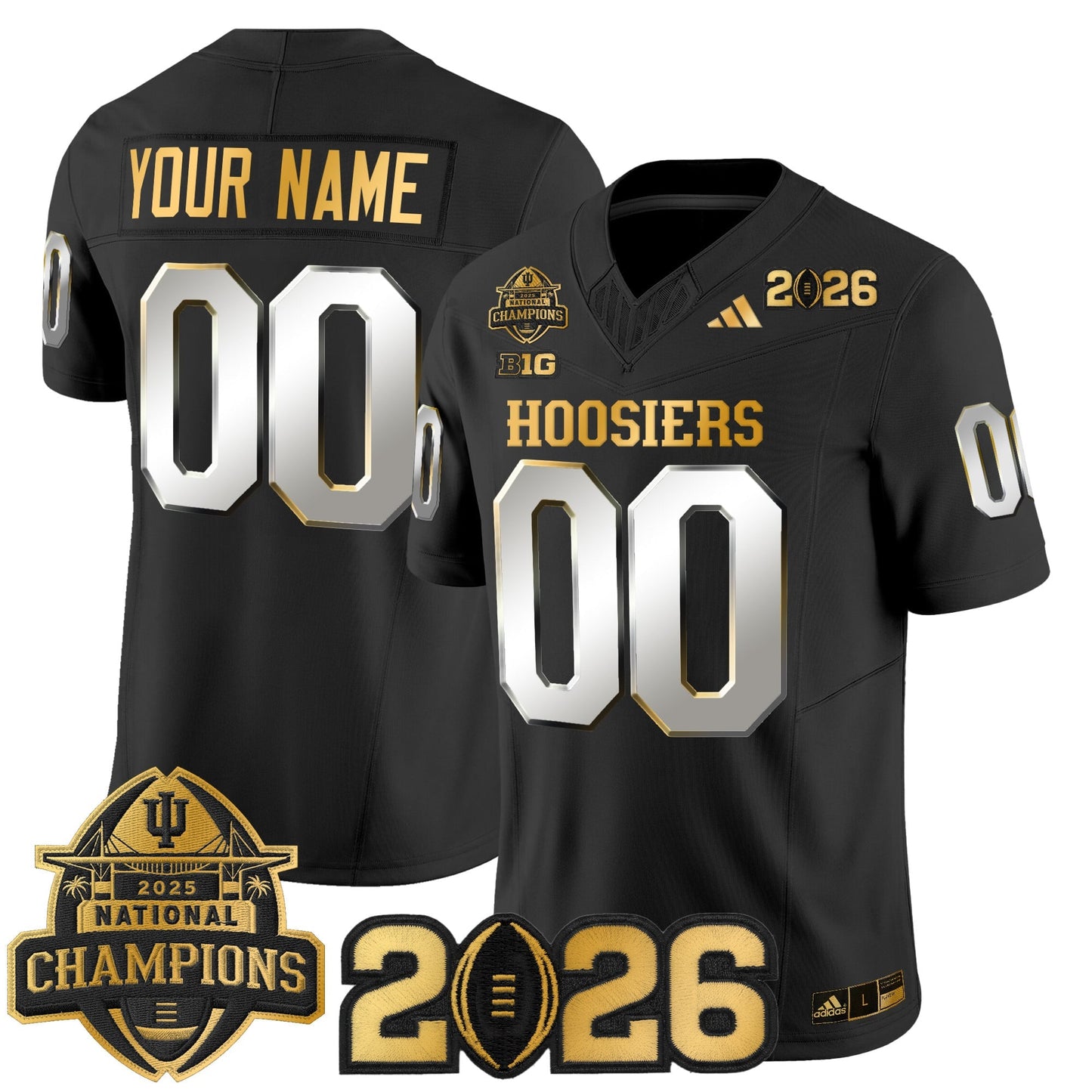 Indiana Hoosiers 2025 National Champions & 2026 CFP Final Patch Gold Vapor Limited Custom Jersey - All Stitched
