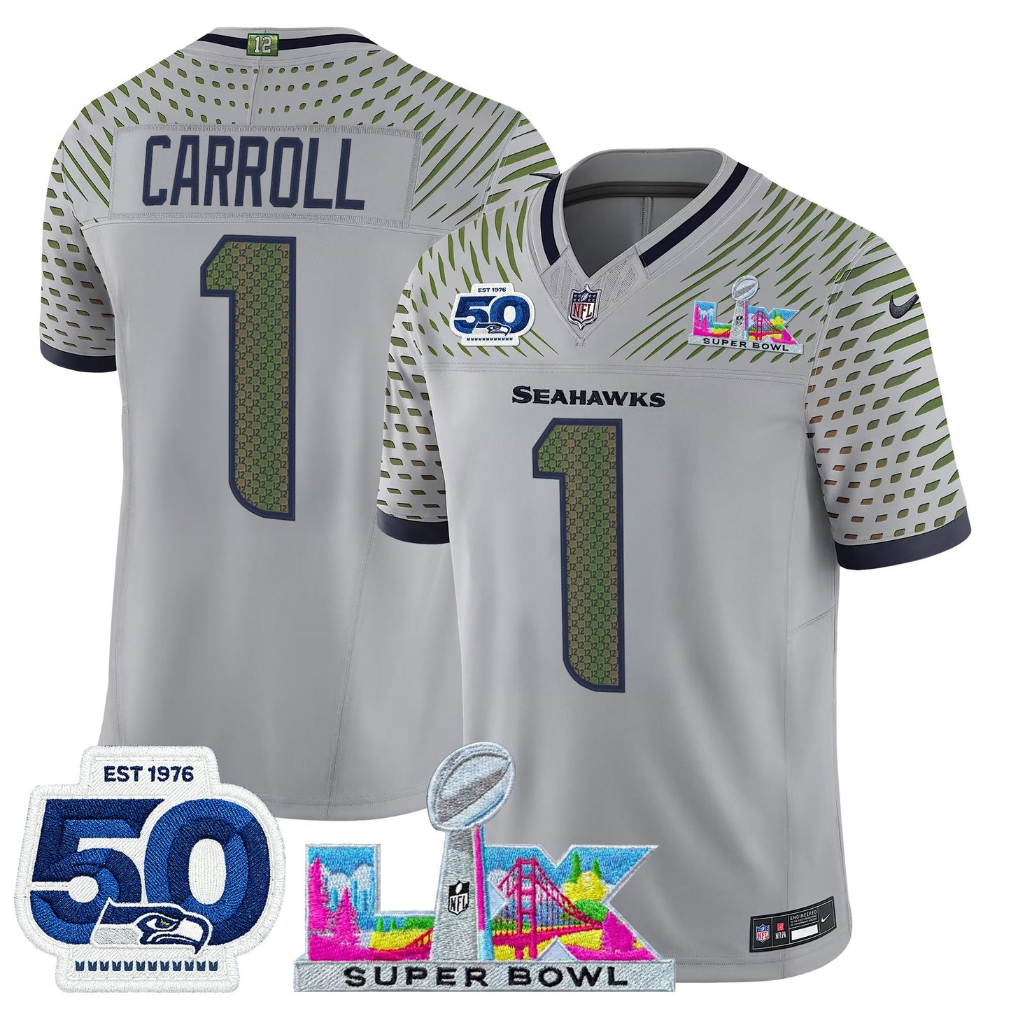 Men's Seattle Seahawks "Super Bowl LX & 50th Patch" Vapor Limited Jersey - All Stitched