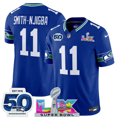 Women's SEA Super Bowl LX - 50th Anniversary Patch Gold Vapor Limited Jersey N5 - All Stitched