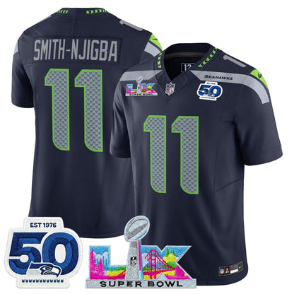 Men's Seattle Seahawks "Super Bowl LX & 50th Patch" Vapor Limited Jersey - All Stitched