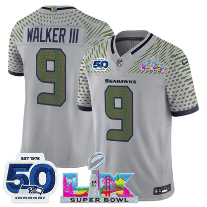 Men's Seattle Seahawks "Super Bowl LX & 50th Patch" Vapor Limited Jersey - All Stitched