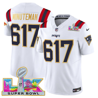 Men's New England Patriots Super Bowl LX Gold Trim Vapor Limited Jersey - All Stitched