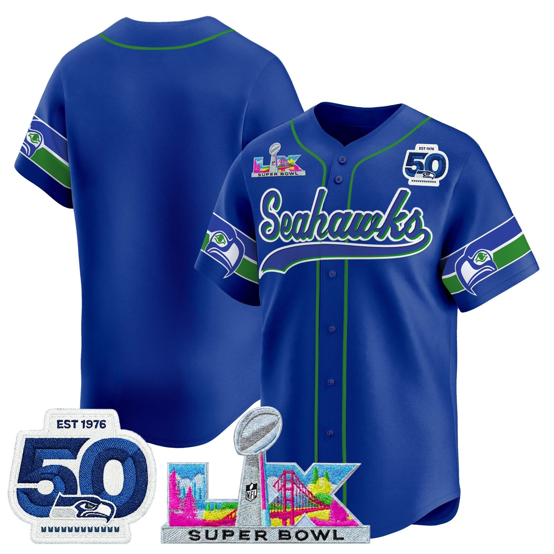 Men's Seattle Seahawks Super Bowl LX Vapor Baseball Jersey - All Stitched