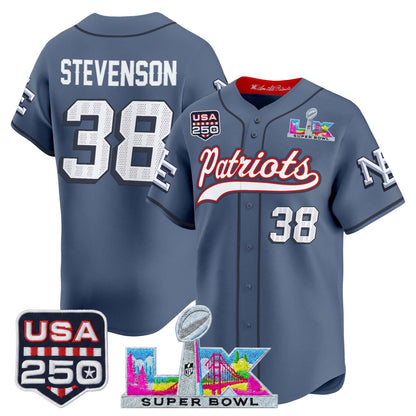 New England Patriots "Super Bowl LX & United States 250th Anniversary Patch" Vapor Baseball Jersey - Stitched
