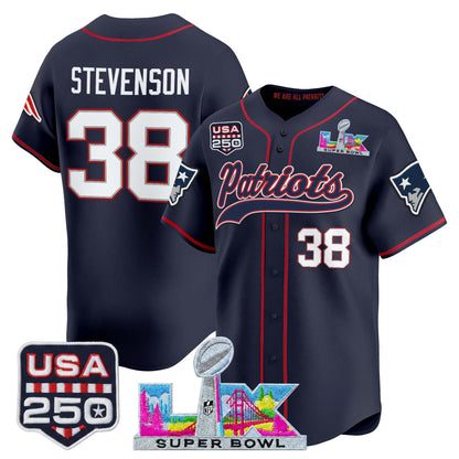 New England Patriots "Super Bowl LX & United States 250th Anniversary Patch" Vapor Baseball Jersey - Stitched