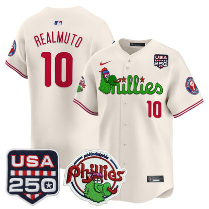 Men's Philadelphia Phillies Phanatic & 250America Patch Vapor Premier Limited Jersey - All Stitched