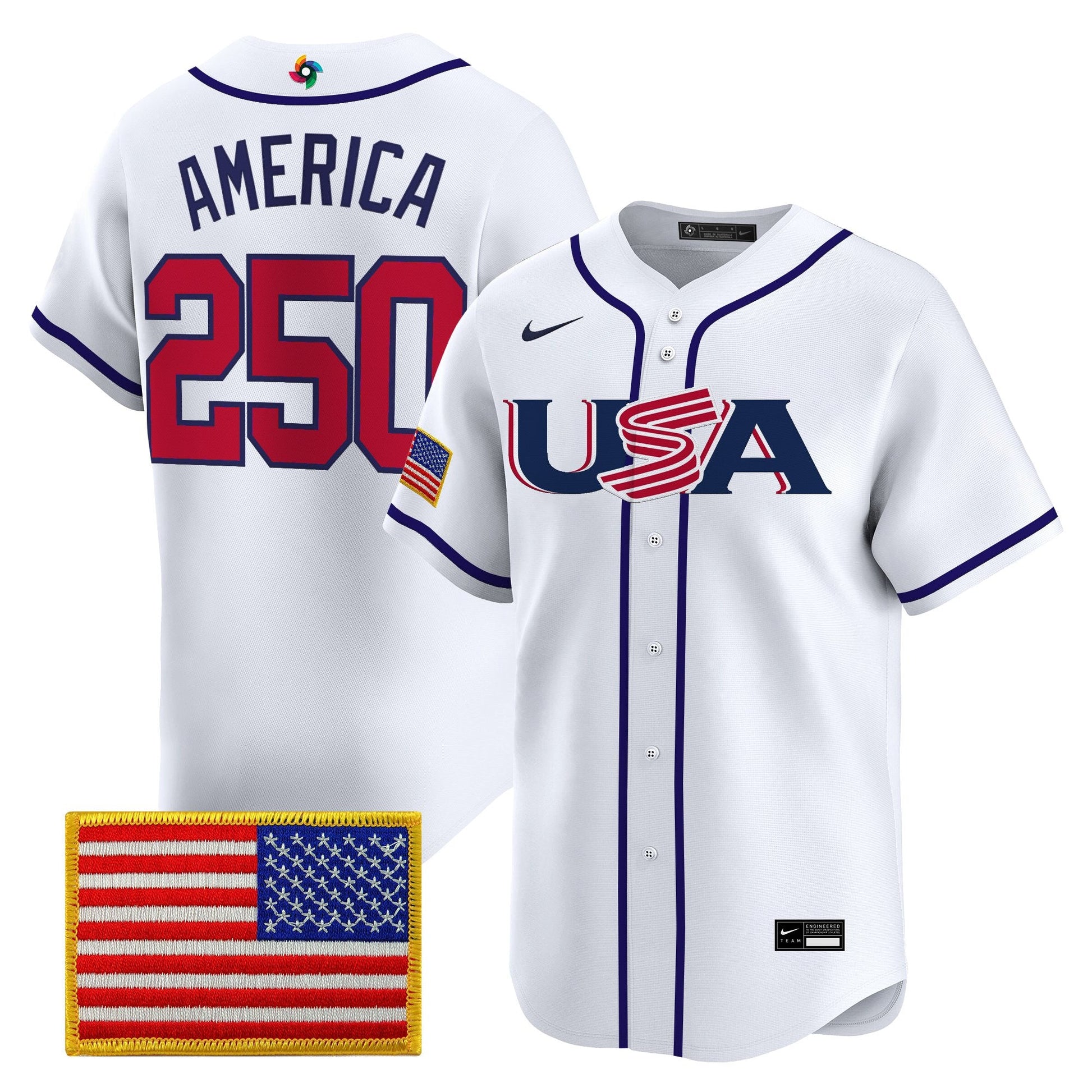 Men's Team USA World Baseball Classic Vapor Premier Jersey - 2026 Roster - All Stitched