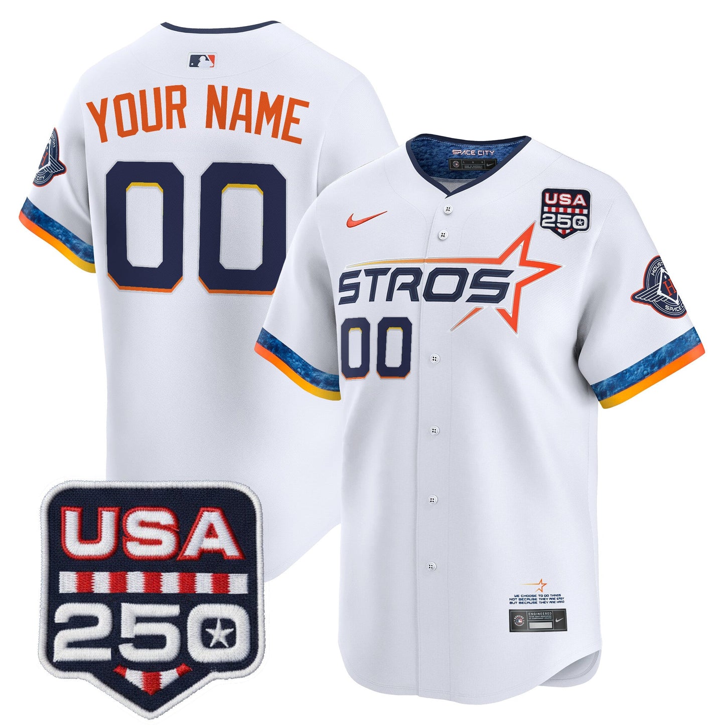 Houston Astros 250America Patch Vapor Premier Limited Custom Jersey - All Stitched