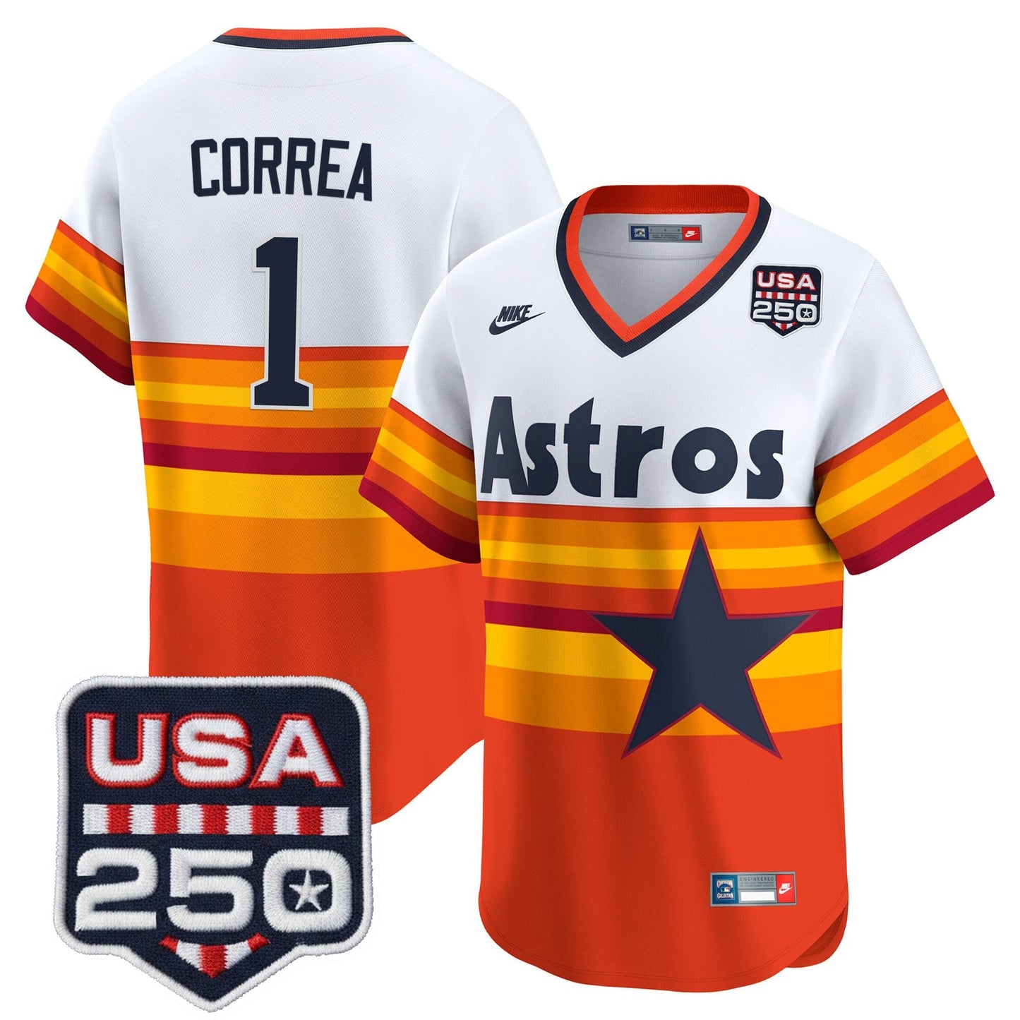 Men’s Houston Astros 250America Patch Vapor Premier Limited Jersey - All Stitched
