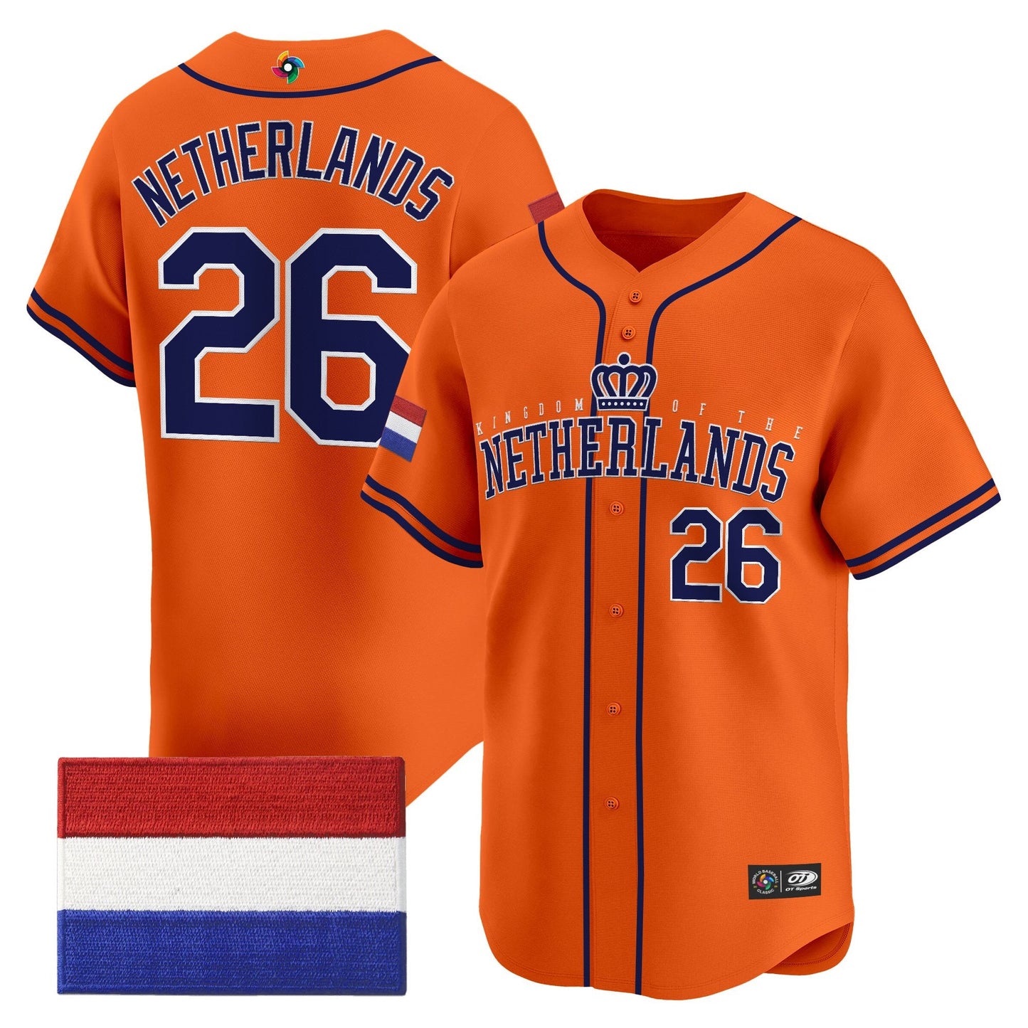 Men's Team Netherlands 2026 World Baseball Classic Vapor Premier Jersey - All Stitched