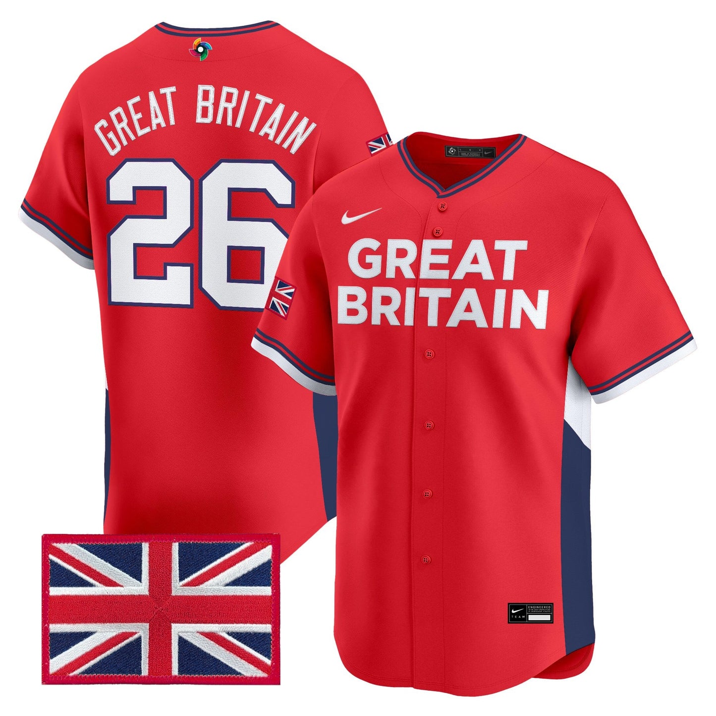 Men's Team Great Britain 2026 World Baseball Classic Vapor Premier Jersey - All Stitched