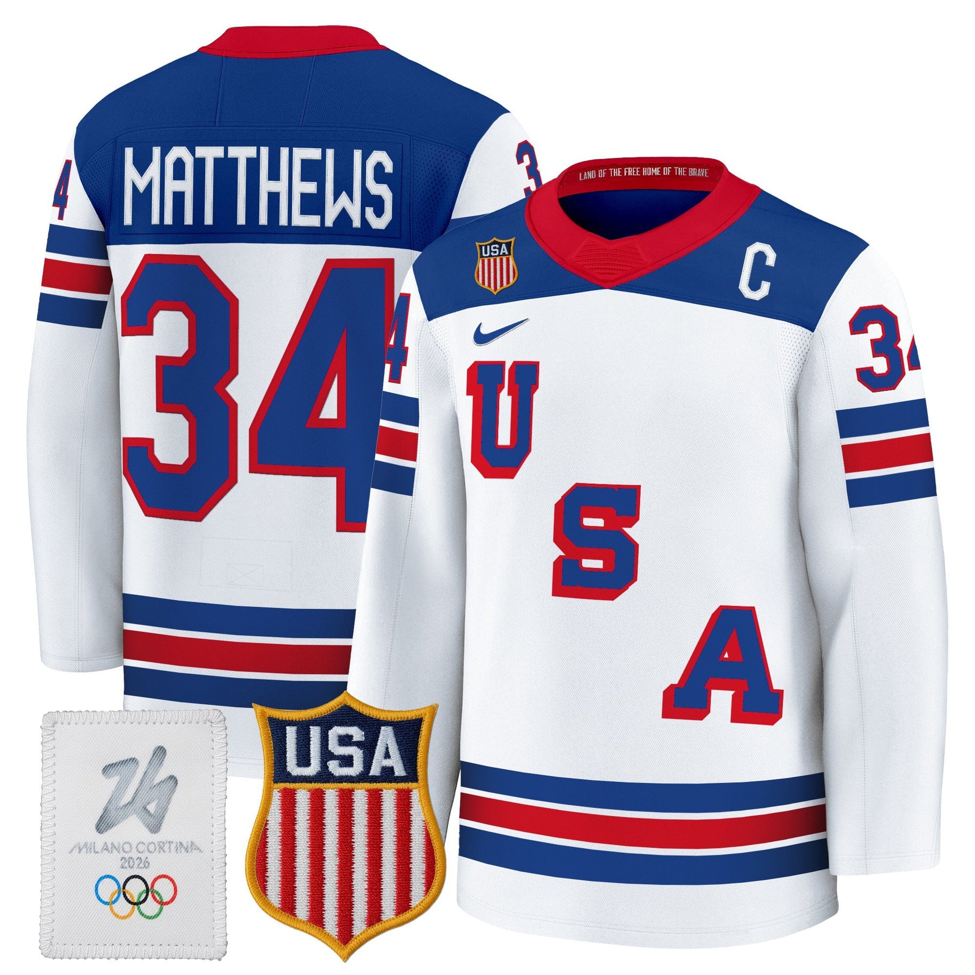 Men's 2026 USA Olympic Premium Hockey Jersey - All Stitched