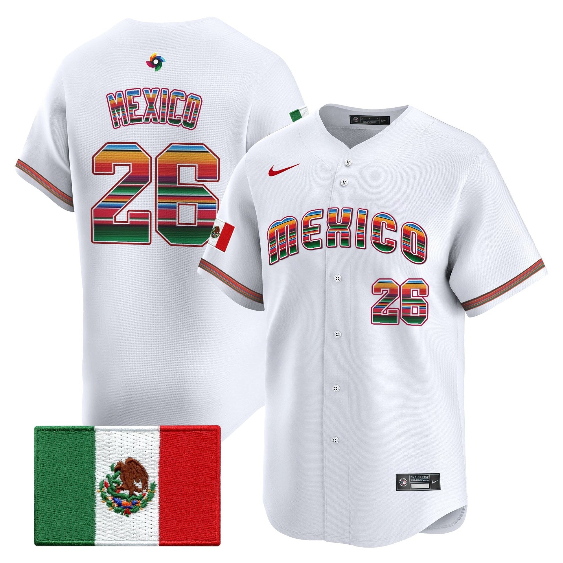 Men's Team Mexico World Baseball Classic "Serape Edition" Vapor Premier Jersey - 2026 Roster - All Stitched