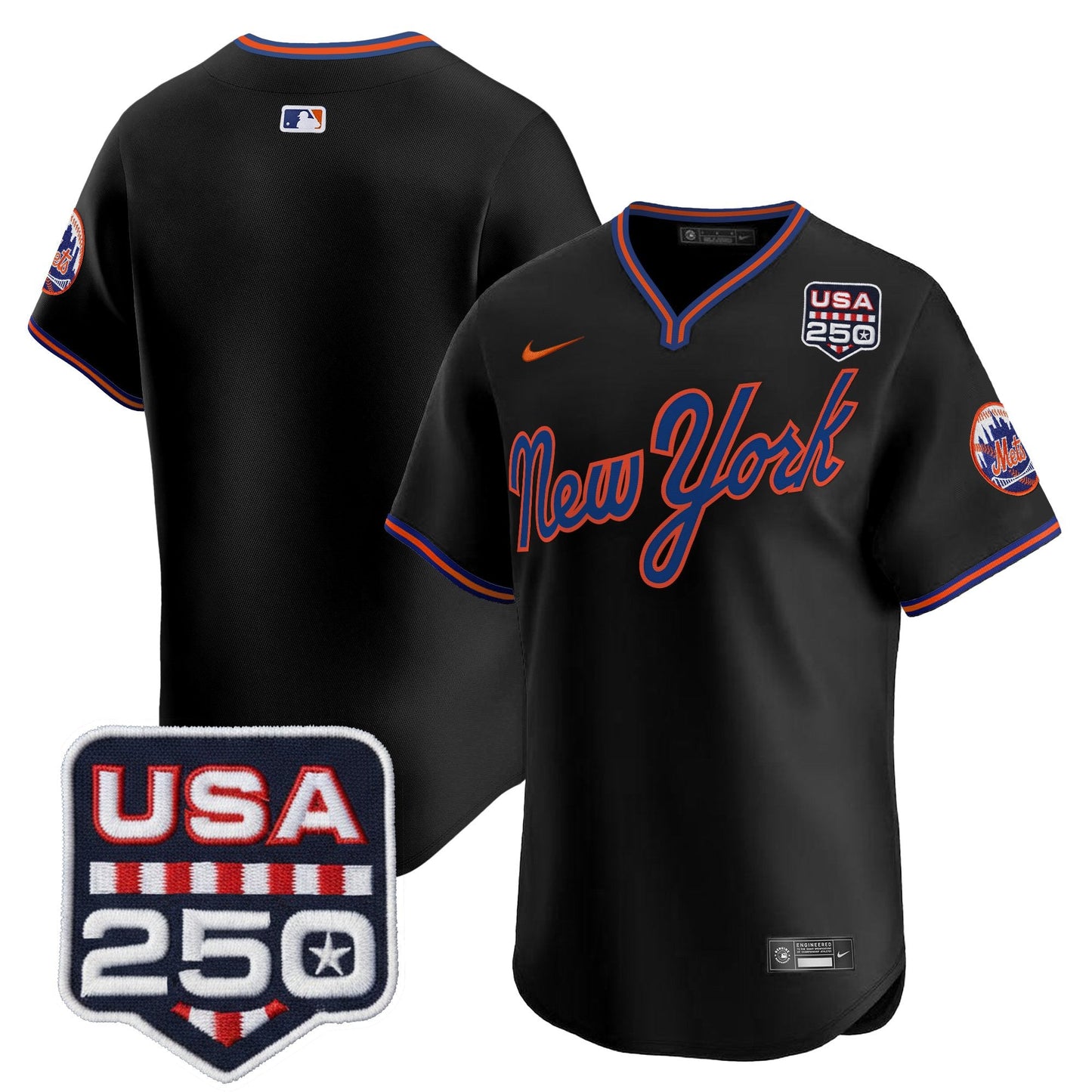 Men's New York Mets Road Alternate & 250America Patch Vapor Limited Jersey - All Stitched