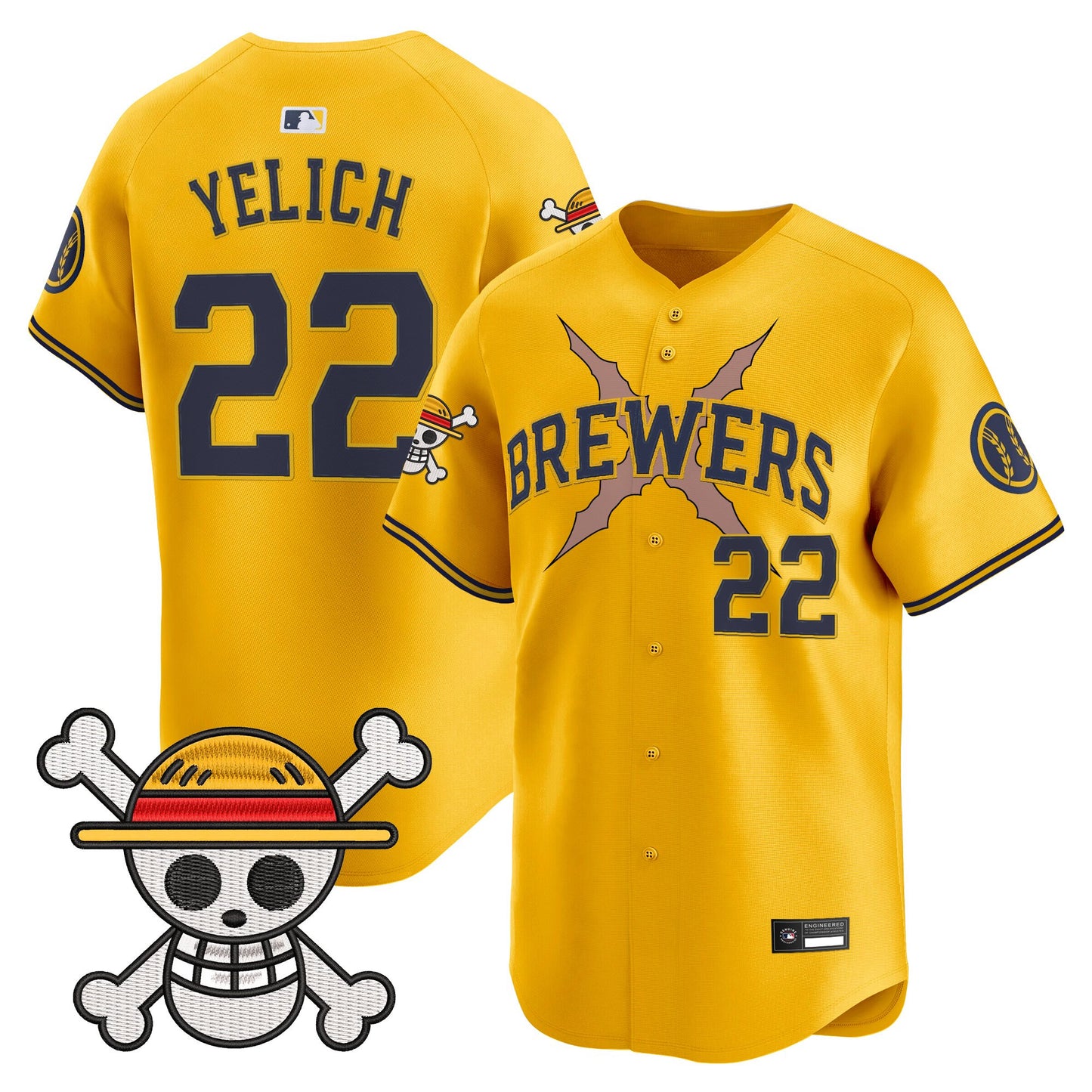 Milwaukee Brewers x One Piece Vapor Premier Limited Jersey - Stitched