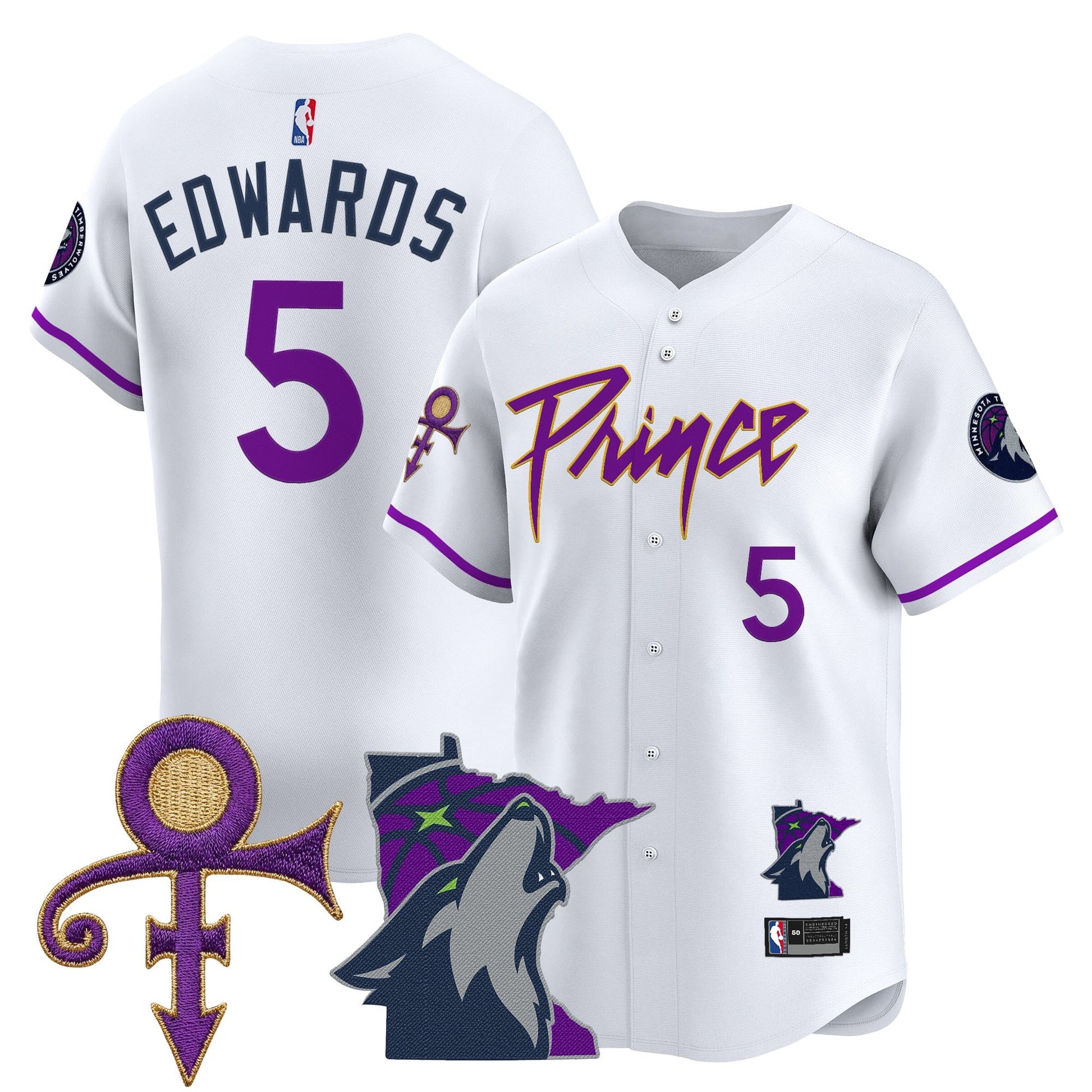Minnesota Timberwolves Prince Patch Vapor Baseball Jersey - All Stitched