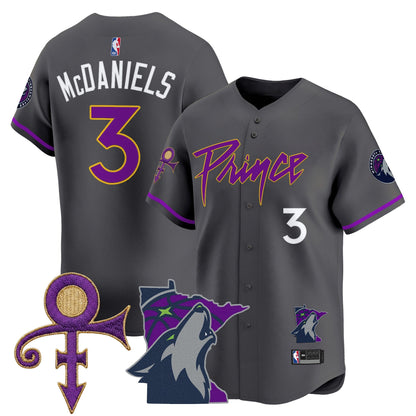 Minnesota Timberwolves Prince Patch Vapor Baseball Jersey - All Stitched