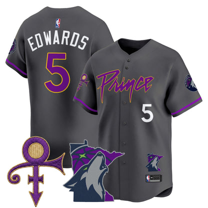 Minnesota Timberwolves Prince Patch Vapor Baseball Jersey - All Stitched