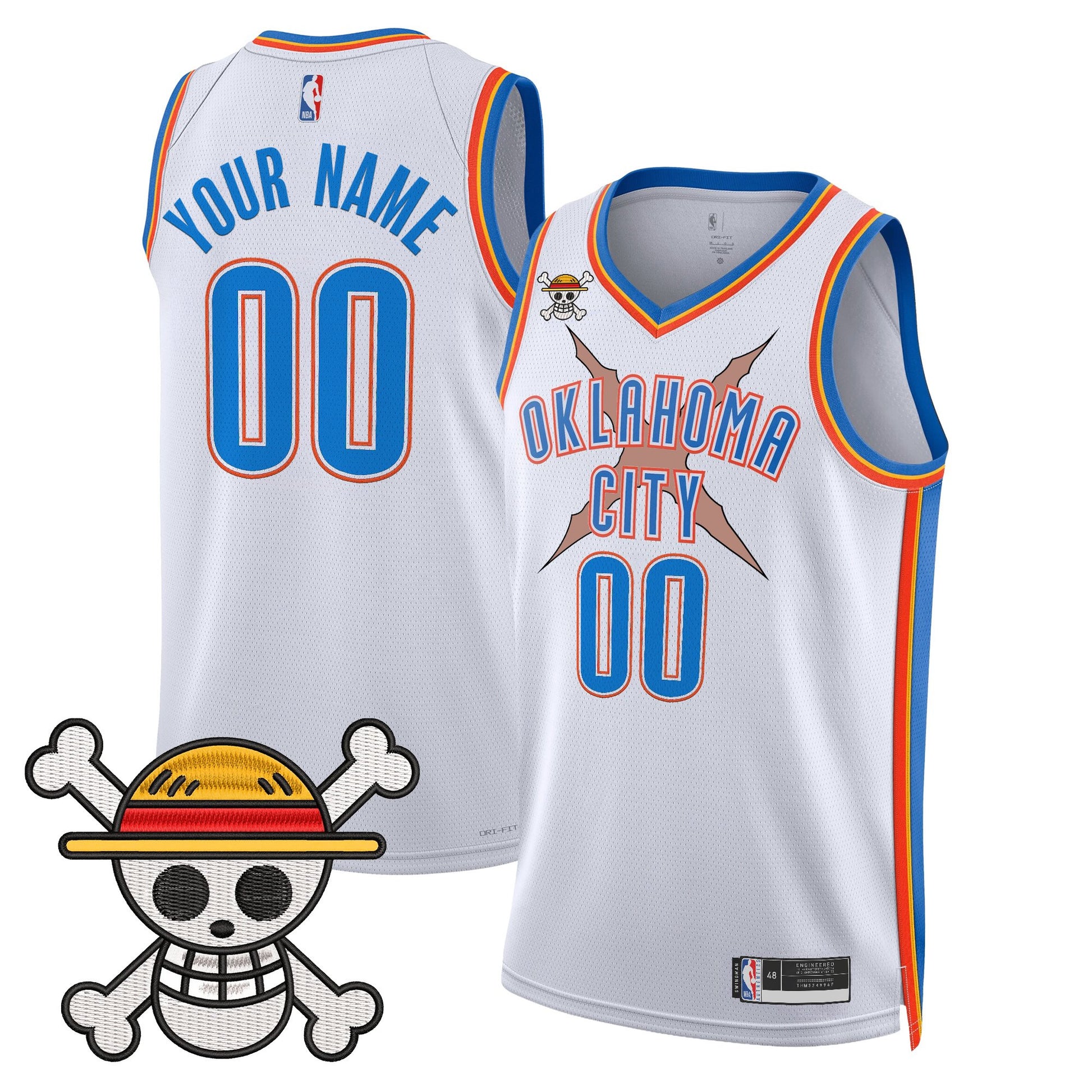 Oklahoma City Thunder x One Piece Swingman Custom Jersey- Stitched