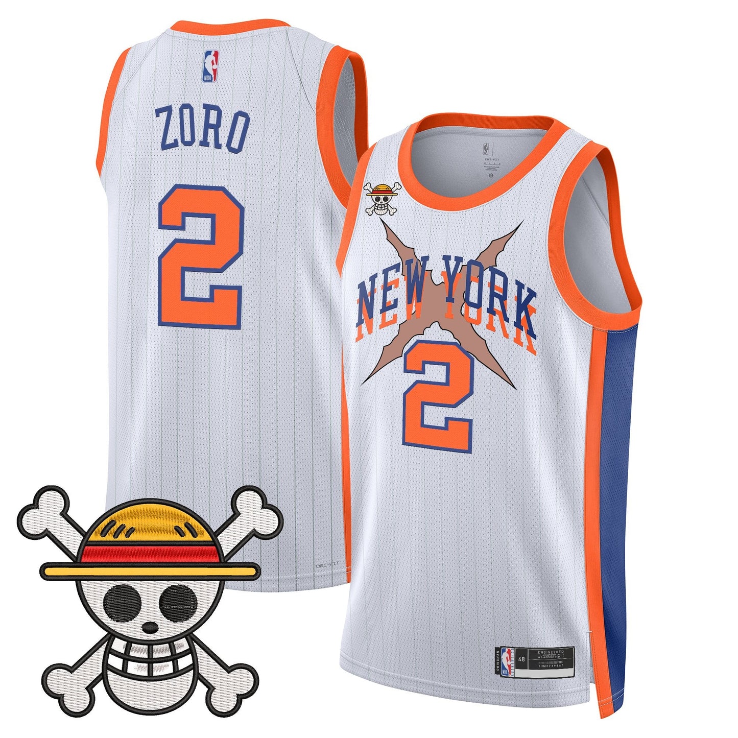New York Knicks x One Piece Swingman Jersey- Stitched