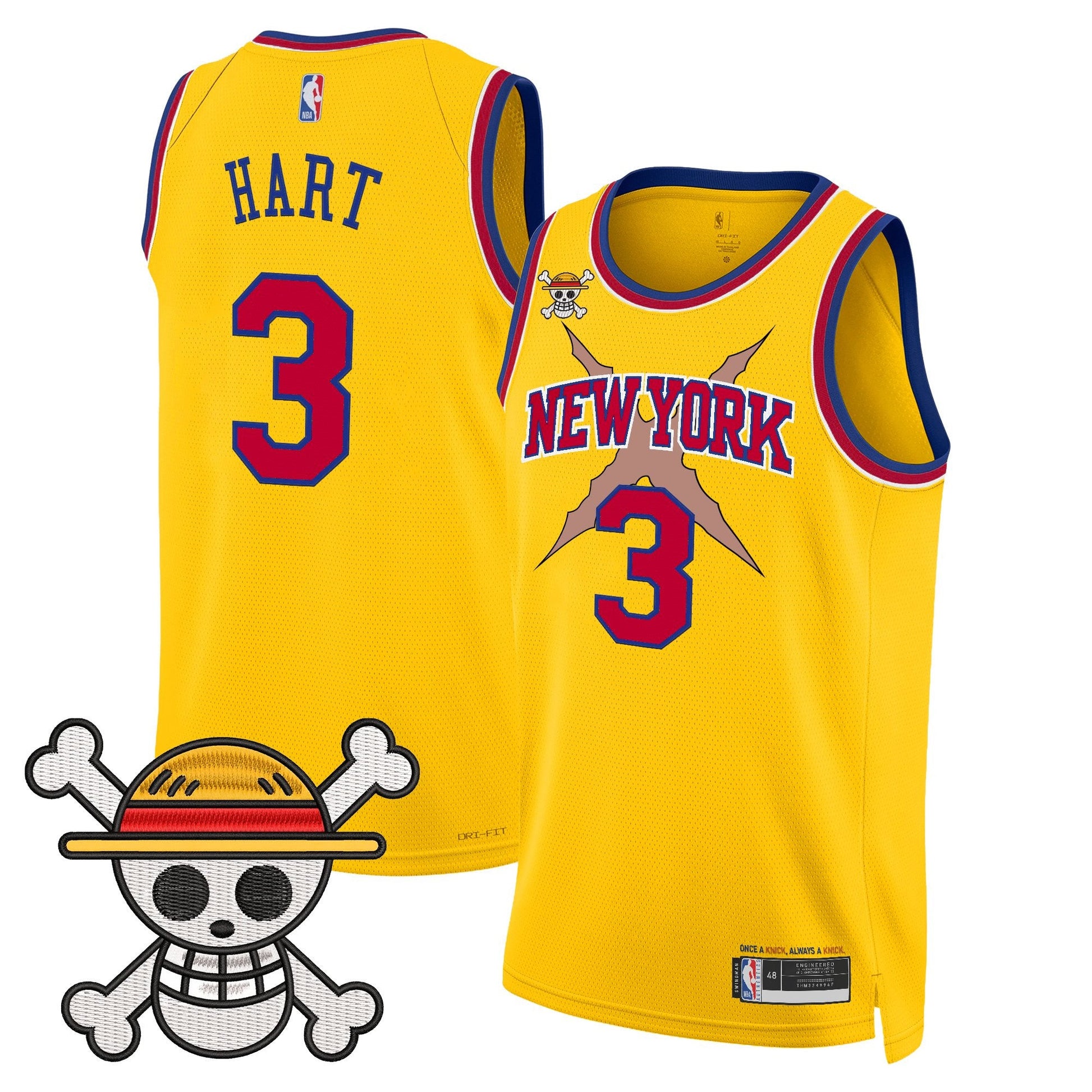 New York Knicks x One Piece Swingman Jersey- Stitched