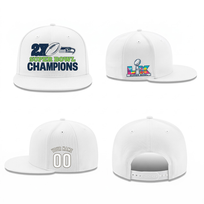 SEA Super Bowl Champions Personalized Snapback Cap - Printed V2