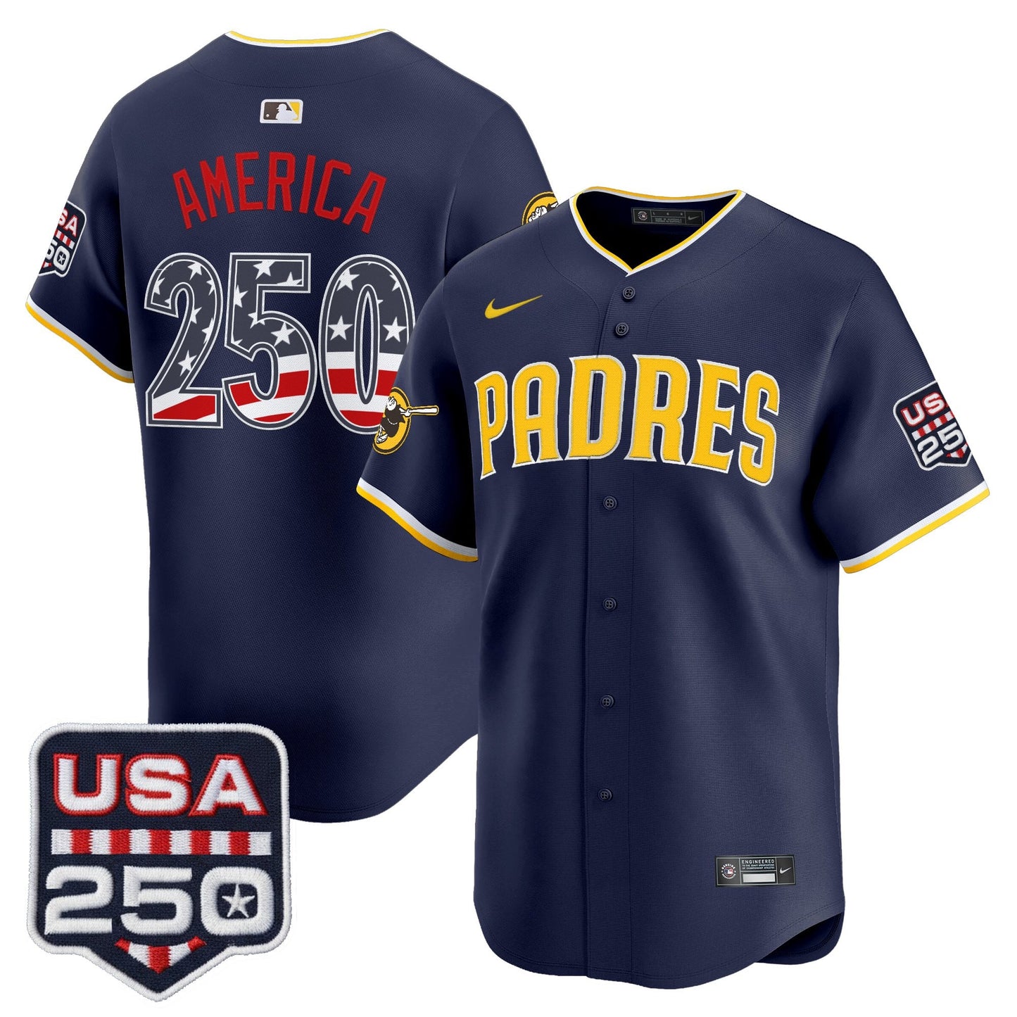 San Diego Padres USA 250 Fourth of July Vapor Premier Limited Jersey - All Stitched