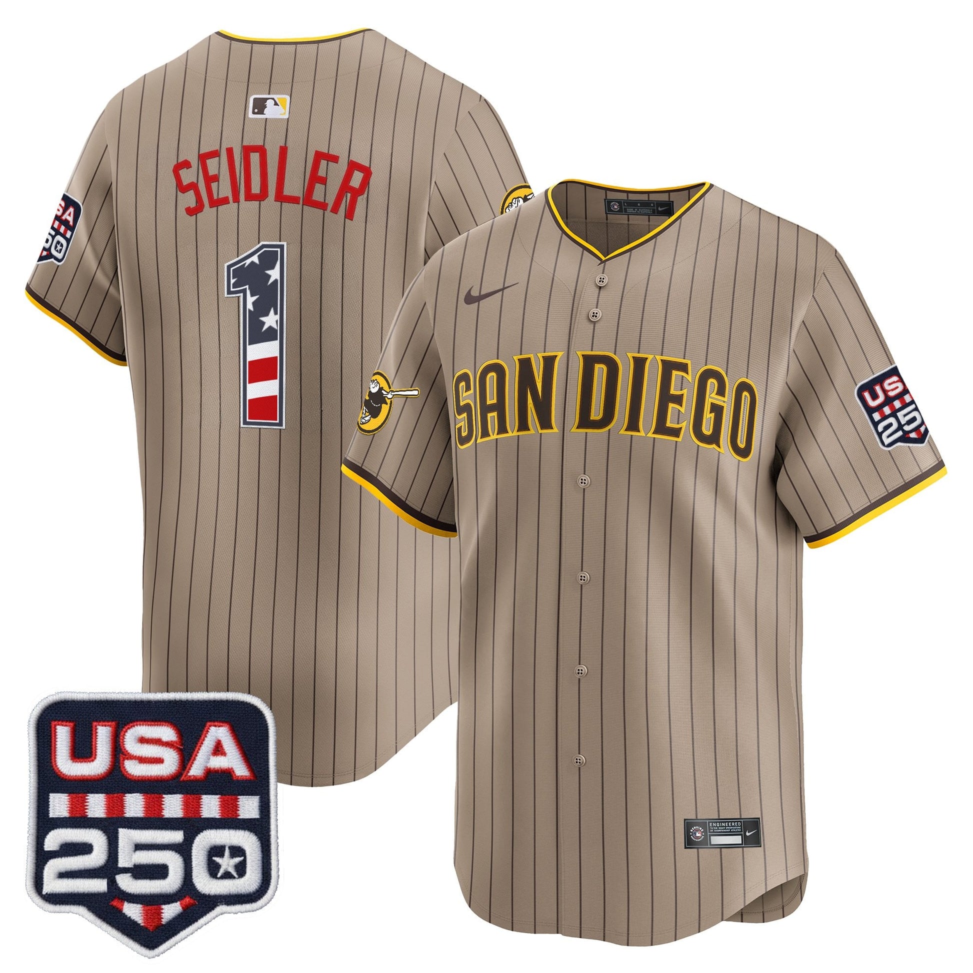 San Diego Padres USA 250 Fourth of July Vapor Premier Limited Jersey - All Stitched