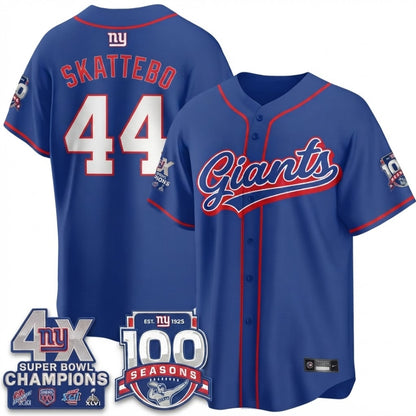 NYG 4X Champs & 100 Anniversary Vapor Baseball Jersey - Stitched