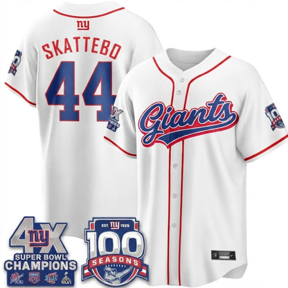 NYG 4X Champs & 100 Anniversary Vapor Baseball Jersey - Stitched