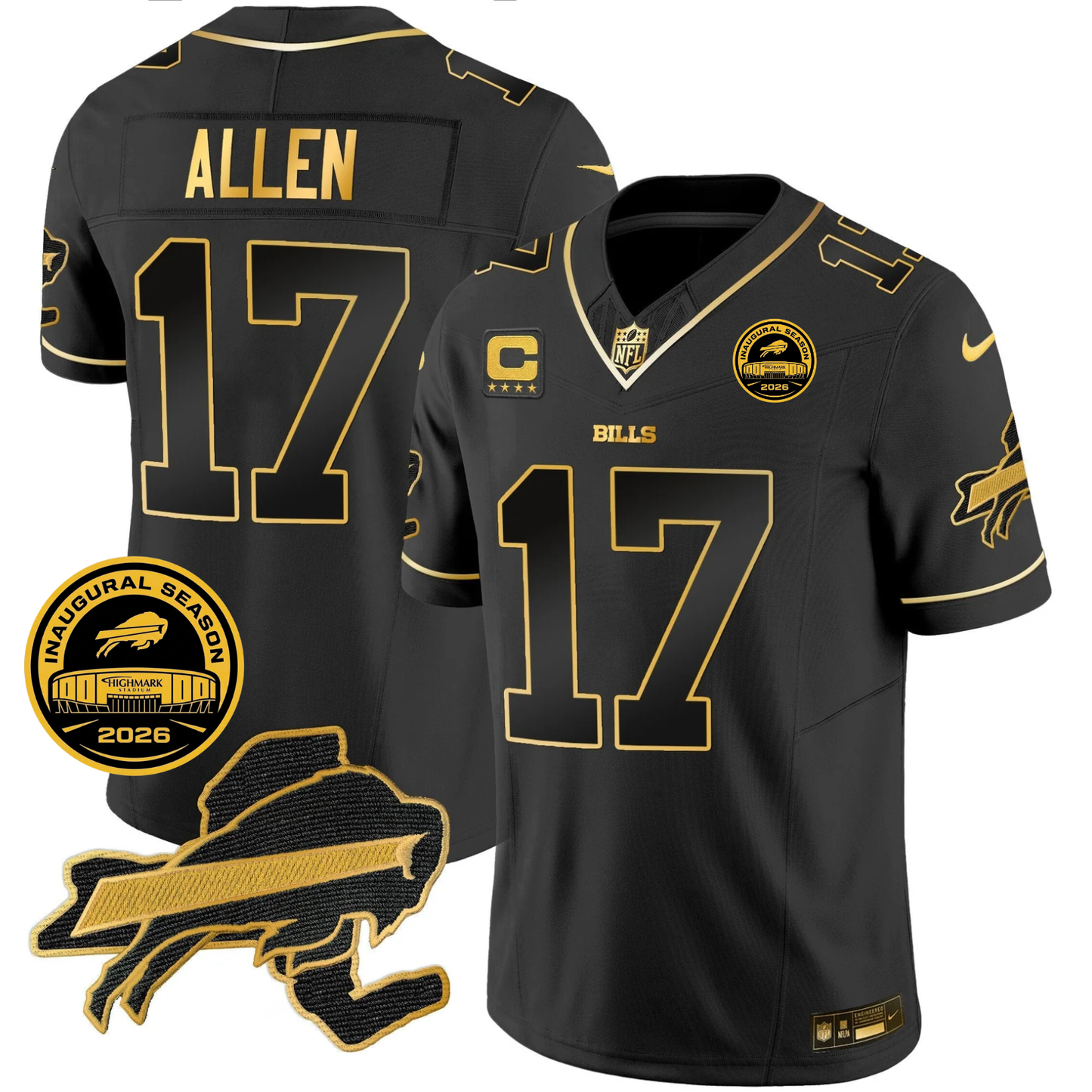 BUF 2026 Inaugural Season Patch Limited Gold Jersey - Stitched