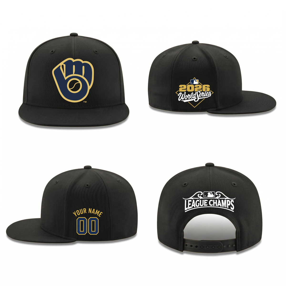 MIL National League Champions Personalized Snapback Cap - Printed V2