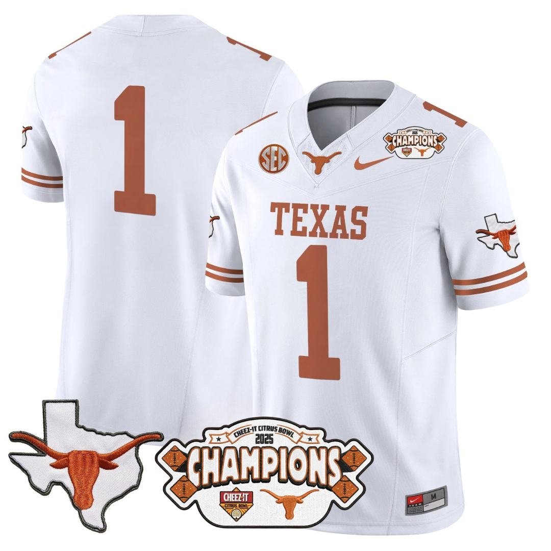 TEX 2025 State Map & Citrus Bowl Champions Patch Vapor Limited Jersey - All Stitched