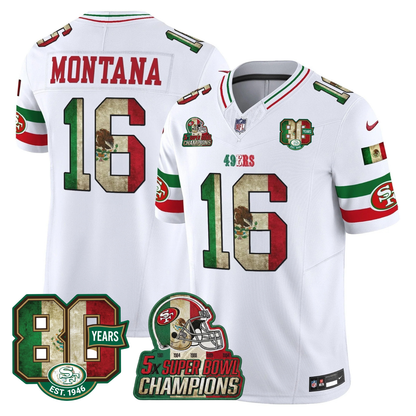 49ers Mexico 80th Anniversary & 5X Champs Jersey - Stitched