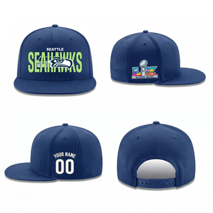 SEA Super Bowl Champions Personalized Snapback Cap - Printed V3