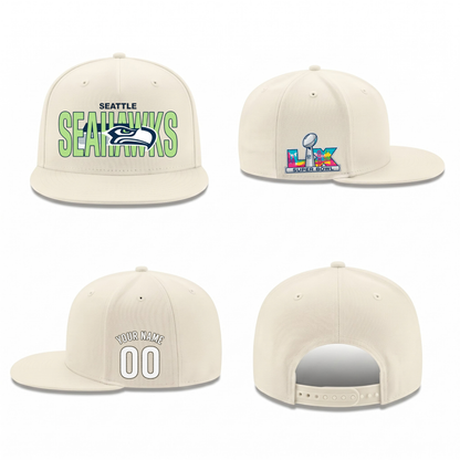 SEA Super Bowl Champions Personalized Snapback Cap - Printed V3