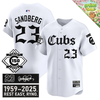 CHC 'Ryne Sandberg Tribute' & 150th anniversary patch Limited Gothic Jersey - All Stitched