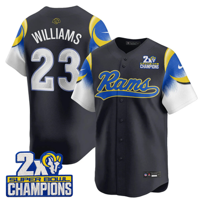 LAR Rivalry 2X Champions Patch Baseball Jersey - Stitched